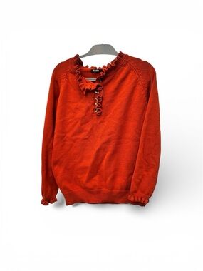 BTFBM Women's Orange Ruffled Turtleneck Sweater